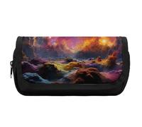 FekiLoot Colorful Outer Space Pencil Case Portable Zipper Large Capacity Pencil Bag Handheld Multi Function Portable Pencil Pouch Organizer for Family Office Supplies