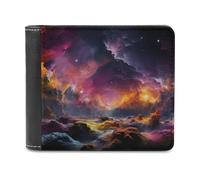 FekiLoot Colorful Outer Space PU Leather Wallet Bifold Wallet Front Pocket Wallets Fashion Purse Slim Billfold Credit Card Holder
