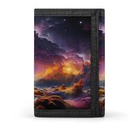 FekiLoot Colorful Outer Space Wallets Exquisite Trifold Wallet Front Pocket Wallet with Zipper Keychain Coin Purse Credit Card Holder for Adult