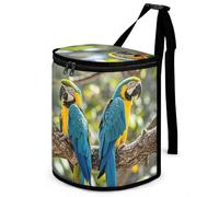 FekiLoot Colorful Parrots On Tree Car Trash Can Waterproof Leakproof Hanging Trash Bin with Lid Portable Large Capacity Car Garbage Bag and Storage Bag for Outdoor Traveling Home Use