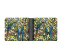 FekiLoot Colorful Parrots On Tree Wallet Slim Leather Bifold Wallet Extra Capacity Wallets with Multiple Card Slots Men Billfold
