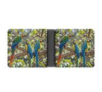 FekiLoot Colorful Parrots On Tree Wallet Slim PU Bifold Design Wallet with Multiple Card Slots Wallets Extra Capacity Pocket Wallets