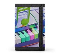 FekiLoot Colorful Piano Keyboard Music Note Wallet Men's Trifold Wallet Extra Capacity Credit Card Holder Cards Purse Front Pocket