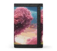 FekiLoot Colorful Pink Heart Tree Trifold Wallet Slim Minimalist Front Pocket Men's Passcase Wallet Credit Card Holder