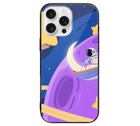 FekiLoot Colorful Planet for iPhone 16 Case Tempered Glass TPU Back Panel Shockproof with Anti-Fingerprint Phone Cover