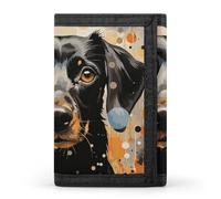 FekiLoot Colorful Polka Dots And Dog Wallet Compact Blocking Trifold Wallets with Zipper Minimalist Purse Wallet Credit Card Holder