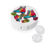 FekiLoot Colorful Roller Skates Contact Lens Cases, Cute Contact Lenses Lens Box Set Outdoor Mini Contact Lens Soak Storage Kit with Mirror Daily Vision Care And Outdoor Use