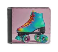 FekiLoot Colorful Roller Skates Wallet Large Capacity Slim Bifold Wallet with Multiple Card Slots PU Leather Men Purse