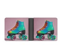 FekiLoot Colorful Roller Skates Wallet Slim Leather Bifold Wallet Extra Capacity Wallets with Multiple Card Slots Men Billfold