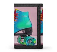 FekiLoot Colorful Roller Skates Wallet Slim Trifold Wallets with Multiple Card Slots Credit Card Holder Pocket Coin Purse