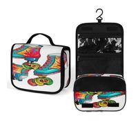 FekiLoot Colorful Roller Skates Wash Bag Cute Hanging Toiletry Bag Large Capacity Medicine Bags Portable Organized Pockets for Makeup Organizer for Travel Essentials