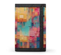 FekiLoot Colorful Square Pattern Wallet for Men Slim Minimalist Trifold Wallet with ID Window And Credit Card Holder