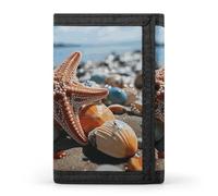 FekiLoot Colorful Starfish on The Beach Trifold Wallet Slim Minimalist Front Pocket Men's Passcase Wallet Credit Card Holder
