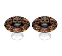 FekiLoot Colorful Sugar Skulls Cabinet Knobs for Kitchen Ornament, Round Zinc Decorative Drawer Pulls for Cabinets Trendy, Dresser Drawers Pulls Bathroom Dresser Knob with Screw