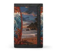 FekiLoot Colorful Surfboard Wallet Compact Blocking Trifold Wallets with Zipper Minimalist Purse Wallet Credit Card Holder