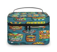 FekiLoot Colorful Tiki Mask Pattern Makeup Bag Large Capacity Travel Cosmetic Bag Lightweight Hand-held Toiletry Bags Portable Cosmetic Pouch Cute Make Up Pouch for Women