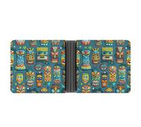 FekiLoot Colorful Tiki Mask Pattern Wallet Slim PU Bifold Design Wallet with Multiple Card Slots Wallets Extra Capacity Pocket Wallets