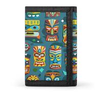 FekiLoot Colorful Tiki Mask Pattern Wallet Slim Trifold Wallets with Multiple Card Slots Credit Card Holder Pocket Coin Purse