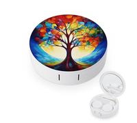 FekiLoot Colorful Tree of Life Contact Lens Cases, Cute Contact Lenses Lens Box Set Outdoor Mini Contact Lens Soak Storage Kit with Mirror Daily Vision Care And Outdoor Use