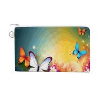 FekiLoot Colorful with Butterfly Coin Purse,Travel Portable Keychain Wallet Canvas Coin Wallets Mini Zipper Tool Bag Lightweight Change Purse