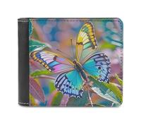 FekiLoot Colorful With Butterfly Wallet Large Capacity Slim Bifold Wallet with Multiple Card Slots PU Leather Men Purse