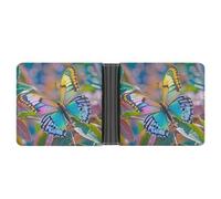 FekiLoot Colorful With Butterfly Wallet Slim Leather Bifold Wallet Extra Capacity Wallets with Multiple Card Slots Men Billfold