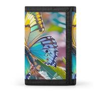 FekiLoot Colorful With Butterfly Wallet Slim Trifold Wallets with Multiple Card Slots Credit Card Holder Pocket Coin Purse