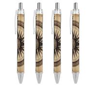 FekiLoot Compass Wind Road Map Ballpoint Pens Retractable Black Ink Ballpoint Pens 0.5mm Medium Point Smooth Writing Pattern Pen with Super Soft Grip Cute Work Supplies for Men Women 4 PCS