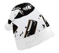 FekiLoot Cool Black Lipstick Lips 2.Christmas Hat Cap with Plush Trim Warm Xmas Hats Headwear for Winter Holiday Party Supply