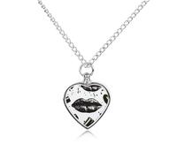 FekiLoot Cool Black Lipstick Lips Custom Ashes Necklace Personalized Pet Urn Hair Cremation Souvenir Necklace Memorial Keepsake Holder Pendant Heart Jewelry for Ashes Gift for Dog Loss