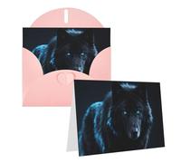 FekiLoot Cool Cyan Black Wolf Blank Cards With Envelopes 4x6,Diy Greeting Cards Heavyweight Folded Greeting Cards Wedding Birthday Invitations Baby Shower Thank You Cards For All Occasions