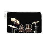 FekiLoot Cool Drum Set Coin Purse,Travel Portable Keychain Wallet Canvas Coin Wallets Mini Zipper Tool Bag Lightweight Change Purse