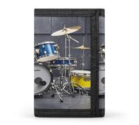 FekiLoot Cool Drum Set Men's Wallet Extra Capacity Trifold Wallet Thin & Stylish Trifold Card Holder with ID Window