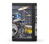 FekiLoot Cool Drum Set Trifold Wallet Slim Credit Card Holder Stylish Trifold Billfold Minimalist Front Pocket Friendly Purses