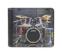 FekiLoot Cool Drum Set Wallet Large Capacity Slim Bifold Wallet with Multiple Card Slots PU Leather Men Purse