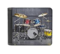 FekiLoot Cool Drum Set Wallet Large Capacity Slim Bifold Wallet with Multiple Card Slots PU Leather Men Purse
