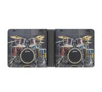FekiLoot Cool Drum Set Wallet Slim Leather Bifold Wallet Extra Capacity Wallets with Multiple Card Slots Men Billfold