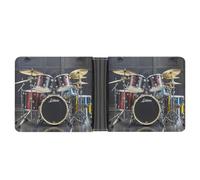 FekiLoot Cool Drum Set Wallet Slim PU Bifold Design Wallet with Multiple Card Slots Wallets Extra Capacity Pocket Wallets