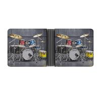 FekiLoot Cool Drum Set Wallet Slim PU Bifold Design Wallet with Multiple Card Slots Wallets Extra Capacity Pocket Wallets