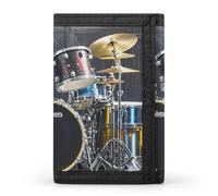 FekiLoot Cool Drum Set Wallet Slim Trifold Wallets with Multiple Card Slots Credit Card Holder Pocket Coin Purse