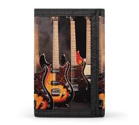 FekiLoot Cool Electric Guitar Wallet Compact Blocking Trifold Wallets with Zipper Minimalist Purse Wallet Credit Card Holder