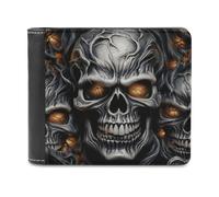 FekiLoot Cool Evil Skull PU Leather Wallet Bifold Wallet Front Pocket Wallets Fashion Purse Slim Billfold Credit Card Holder
