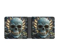 FekiLoot Cool Evil Skull Wallet Slim PU Bifold Design Wallet with Multiple Card Slots Wallets Extra Capacity Pocket Wallets