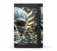 FekiLoot Cool Evil Skull Wallet Slim Trifold Wallets with Multiple Card Slots Credit Card Holder Pocket Coin Purse