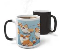FekiLoot Corgi Pattern Corgi Pattern Mug Heat Sensitive Coffee Mugs Colour Changing Magical Coffee Tea Cup Funny Art Mug Sublimation Mugs Novelty Ceramic Cup for Women Men 11oz
