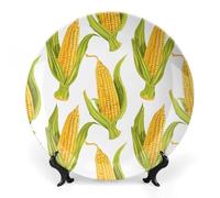 FekiLoot Corn on The Cob ImageDecorative Ceramic Plate Dinner Plate for Salad Dessert Round Display Plate Decorative Porcelain Dish Wall Ornament Microwave Oven Dishwasher Safe Gift 6inch