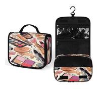 FekiLoot Cosmetic And Makeup Theme Pattern Wash Bag Cute Hanging Toiletry Bag Large Capacity Medicine Bags Portable Organized Pockets for Makeup Organizer for Travel Essentials