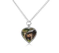 FekiLoot Country Lodge Bear Deer Urn Necklace for Ashes Heart Cremation Jewelry Memorial Keepsake Pendant Locket Ash Holder Memory Jewelry for Women Men to Hold Ashes of Loved Ones