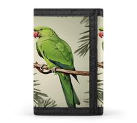 FekiLoot Couple Parrots Olive Wallet for Men Slim Minimalist Trifold Wallet with ID Window And Credit Card Holder