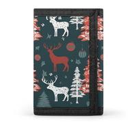 FekiLoot Cow Deer Tree Christmas Trifold Wallet Slim Minimalist Front Pocket Men's Passcase Wallet Credit Card Holder